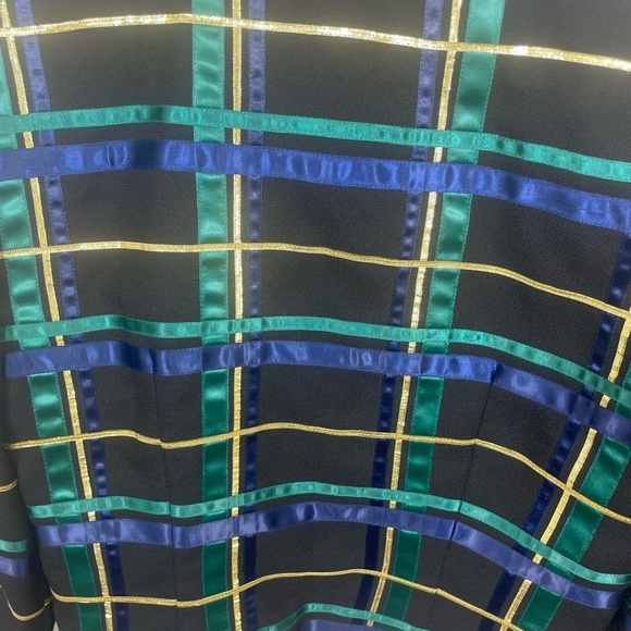 Talbots Vintage Black Multi Plaid Ribbon Jacket size 8 Christmas Holiday Festive - Picture 6 of 9